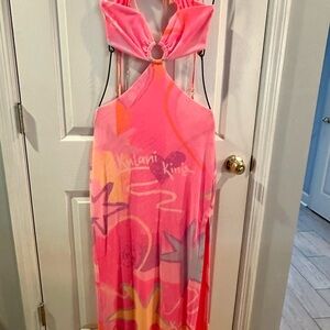 Kulani Kinis Pink and Orange Halter Dress